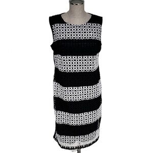 NWOT, Chico’s Sleeveless Black & White Lined Sheath Dress, Size 1